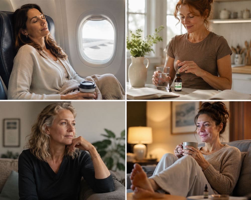 Everyday moments when puffiness and heaviness creep in: travel, recovery, life changes, long days.