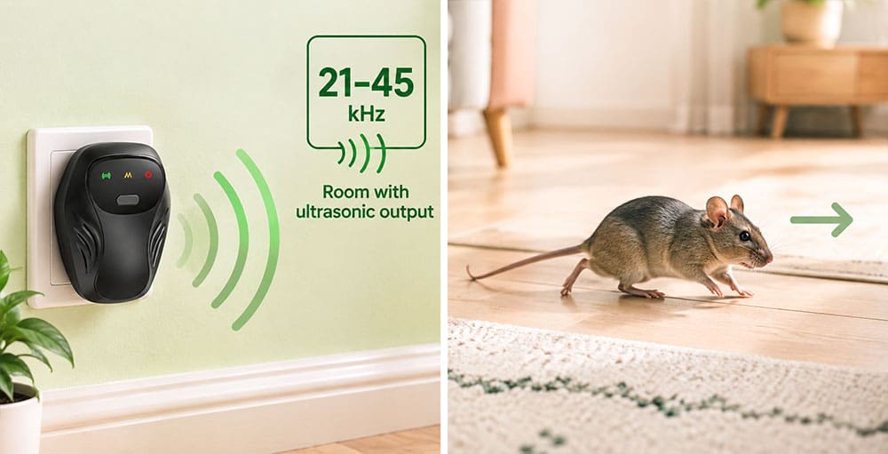 Ultrasonic output sending a mouse away