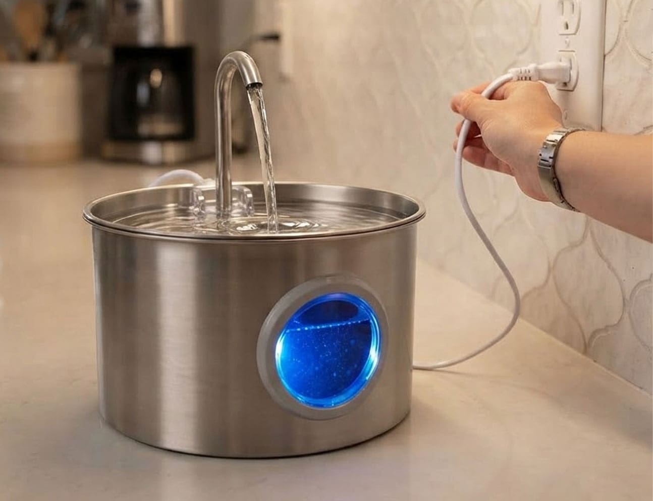 Running fountain with cable