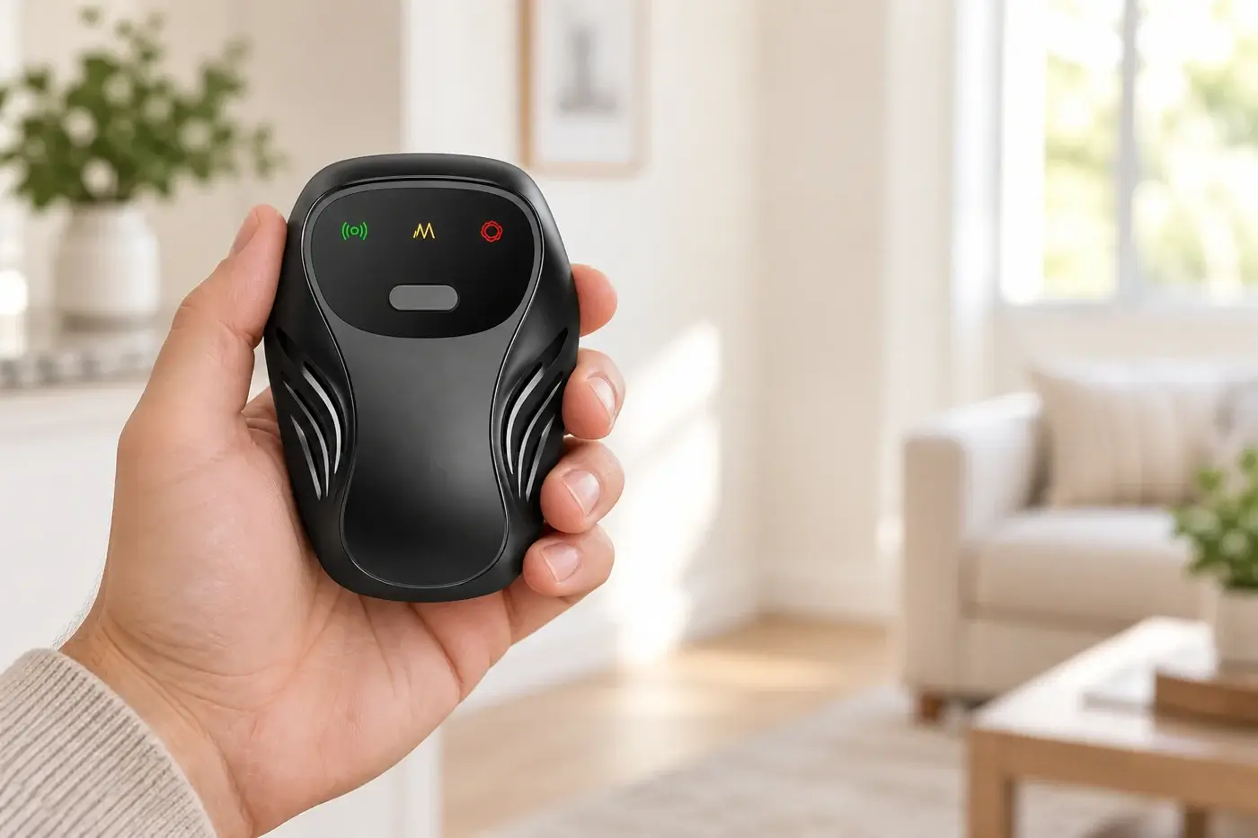The compact RodiVex device with its single front button
